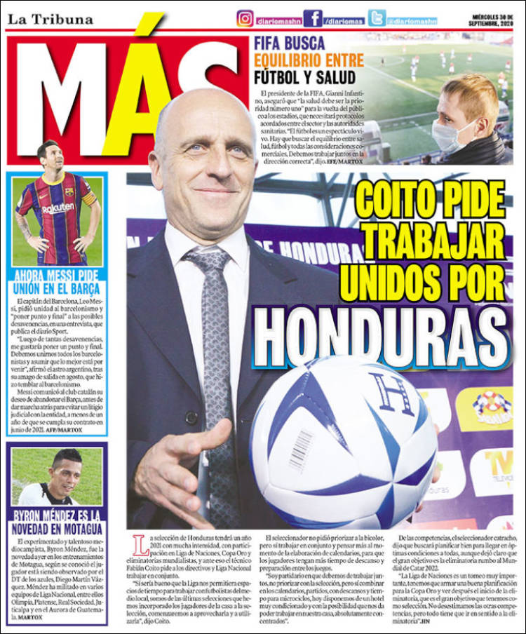 Portada de Diario Más (Honduras)