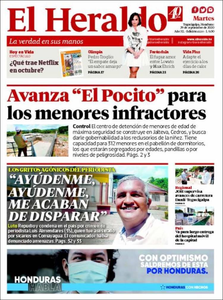 Portada de El Heraldo (Honduras)