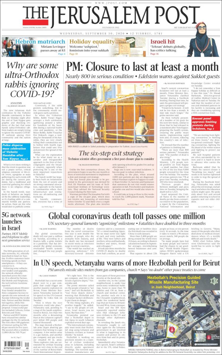 Portada de The Jerusalem Post (Israel)