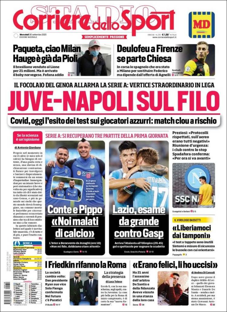 Portada de Corriere dello Sport (Italia)