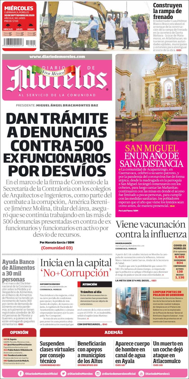 Portada de Diario de Morelos (M&eacute;xico)
