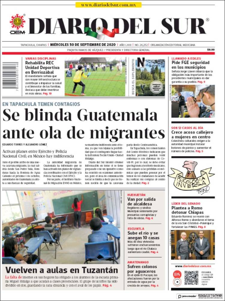 Portada de El Diario del Sur (M&eacute;xico)