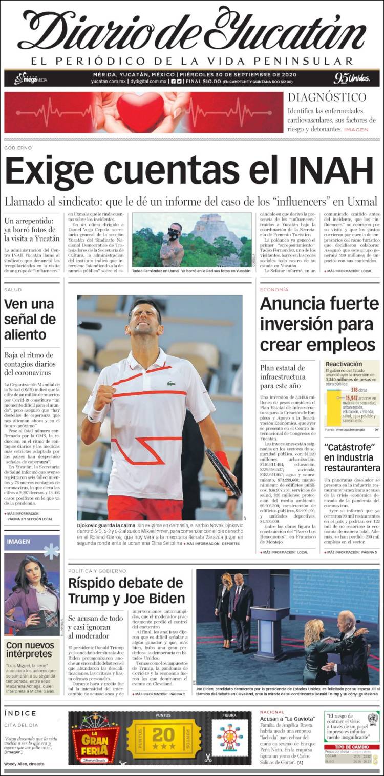 Portada de Diario de Yucatán (M&eacute;xico)