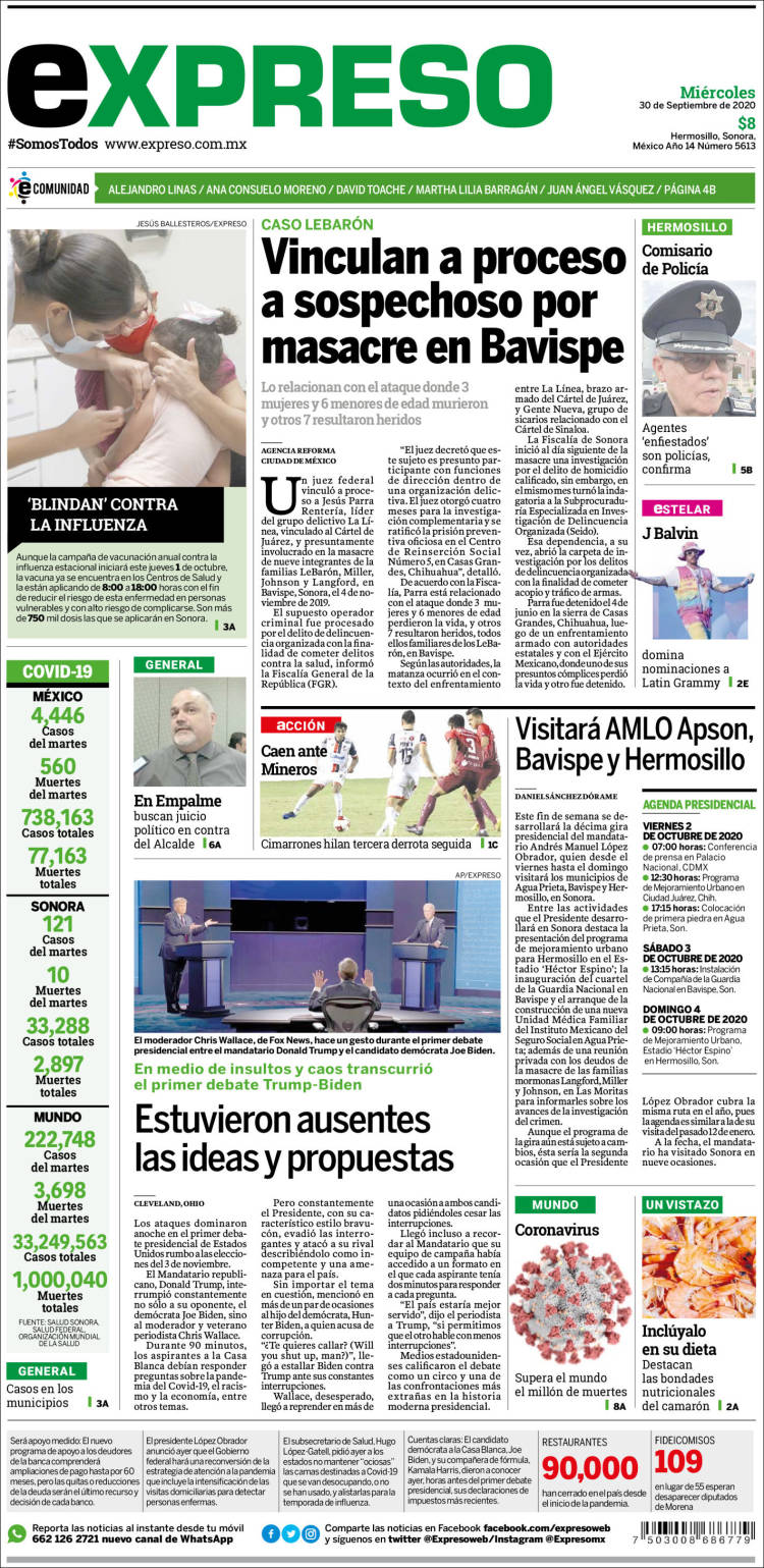Portada de Expreso (M&eacute;xico)