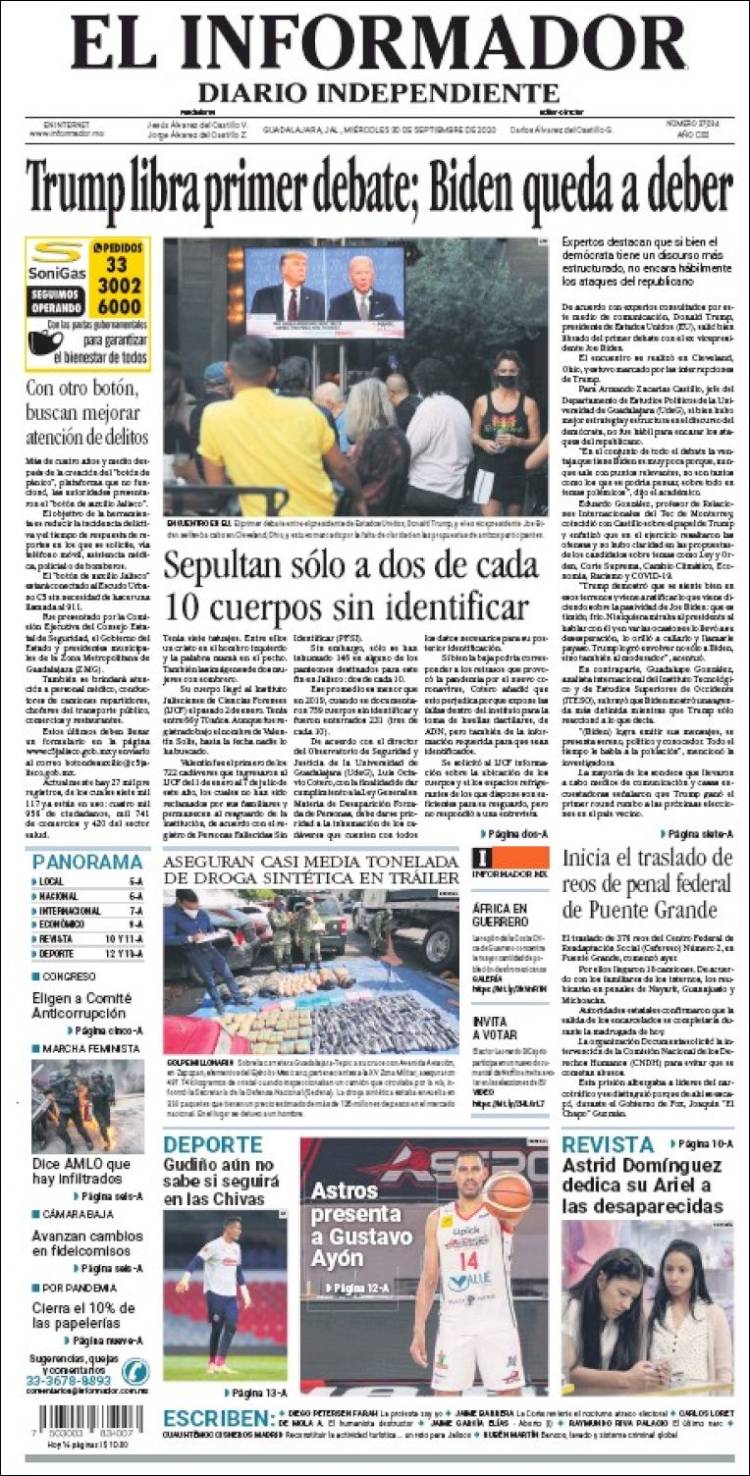 Portada de El Informador (M&eacute;xico)