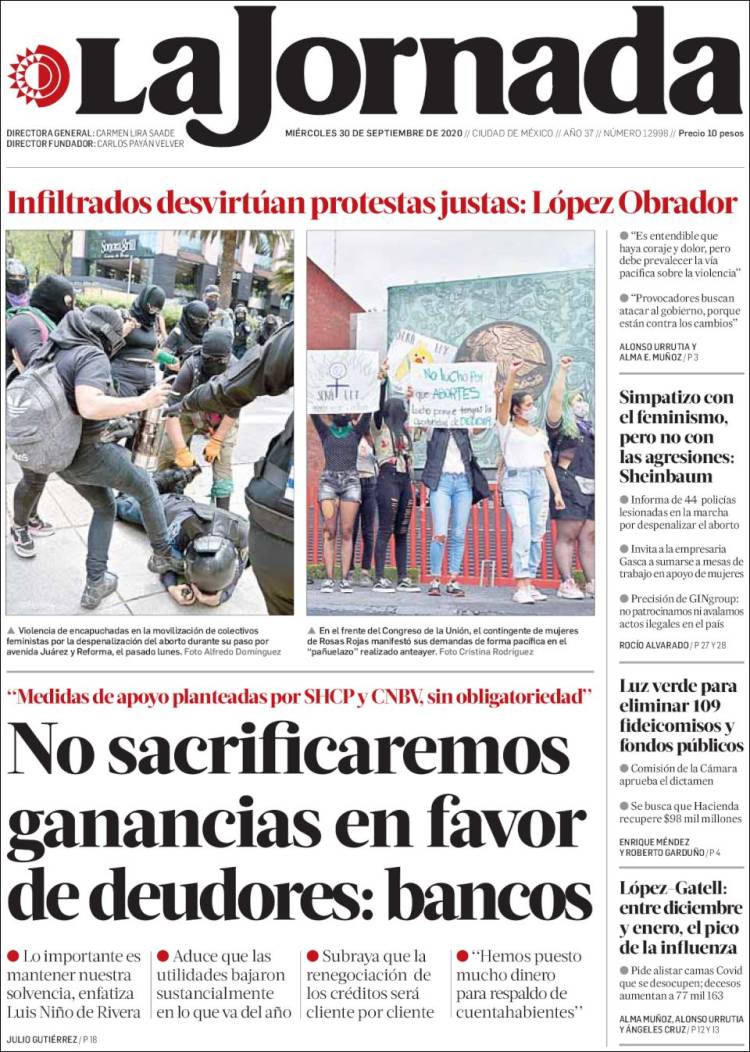 Portada de La Jornada (M&eacute;xico)