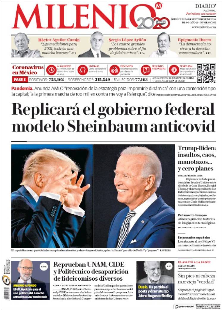 Portada de Milenio (M&eacute;xico)