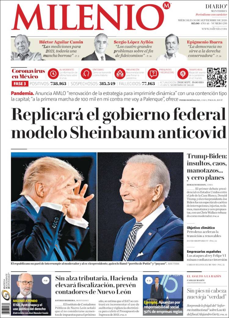Portada de Milenio de Monterrey (M&eacute;xico)