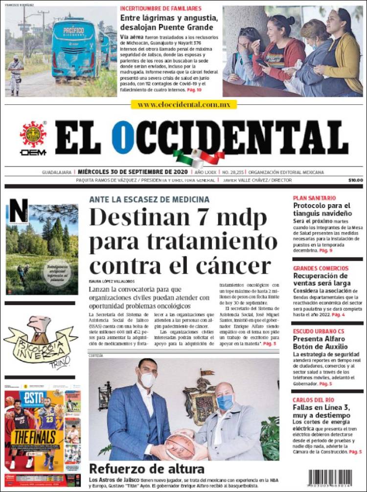 Portada de El Occidental (M&eacute;xico)