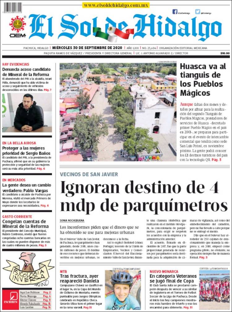 Portada de El Sol de Hidalgo (M&eacute;xico)