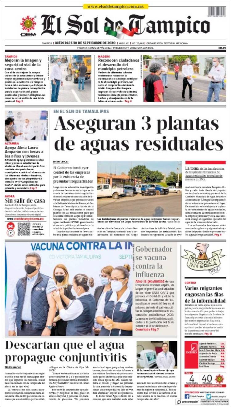 Portada de El Sol de Tampico (M&eacute;xico)