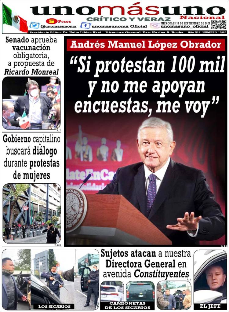 Portada de unomásuno (M&eacute;xico)
