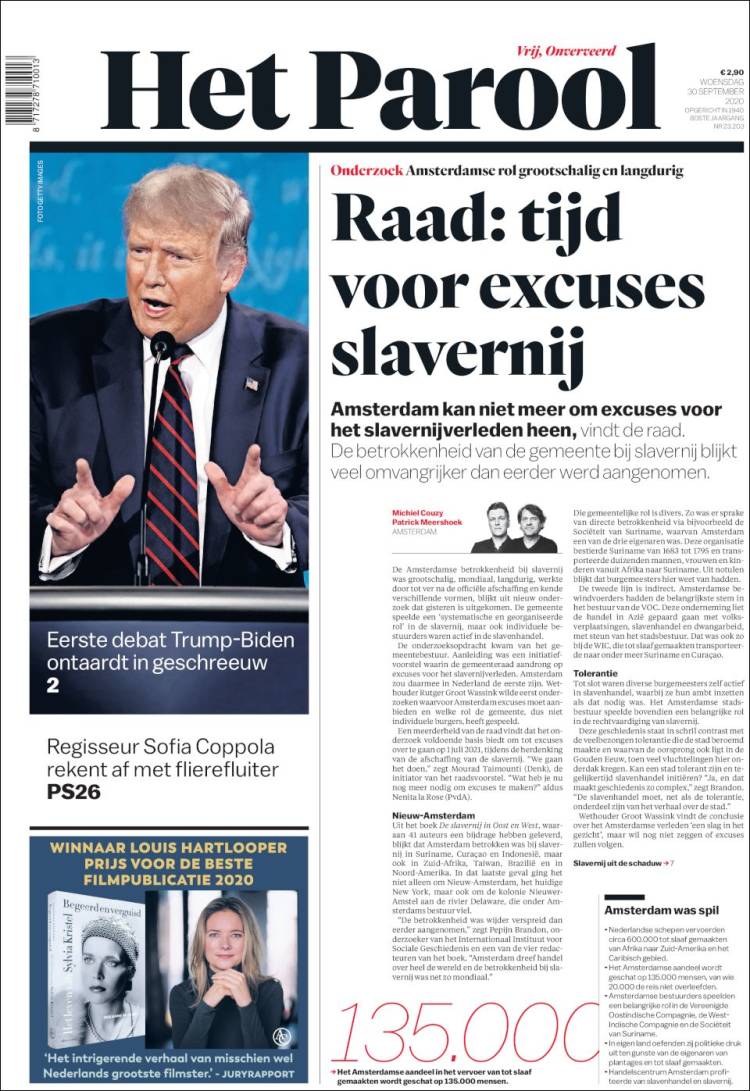 Portada de Het Parool (Pa&iacute;ses Bajos)