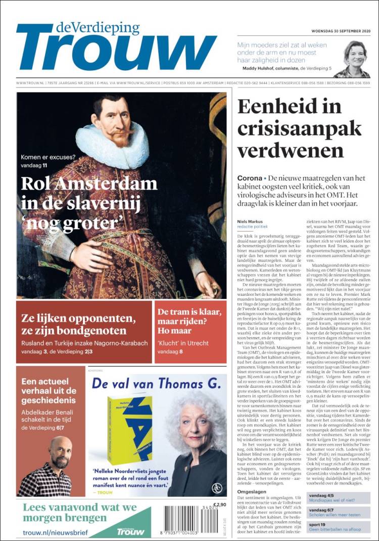 Portada de Trouw (Pa&iacute;ses Bajos)