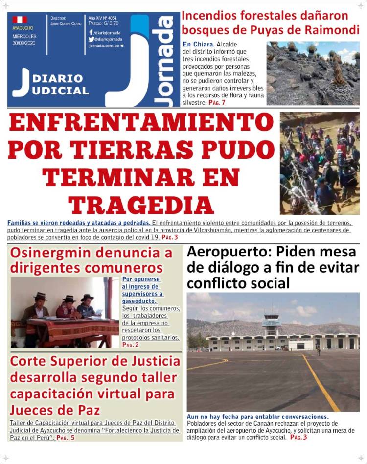 Portada de Diario Jornada (Per&uacute;)