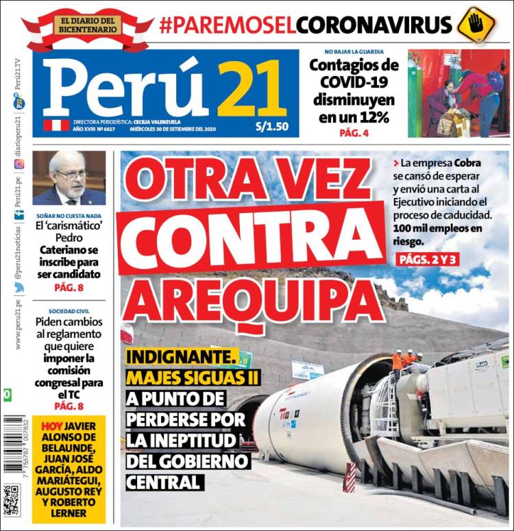 Portada de Perú 21 (Per&uacute;)
