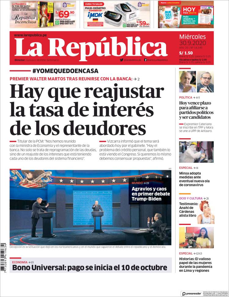 Portada de La Republica (Per&uacute;)