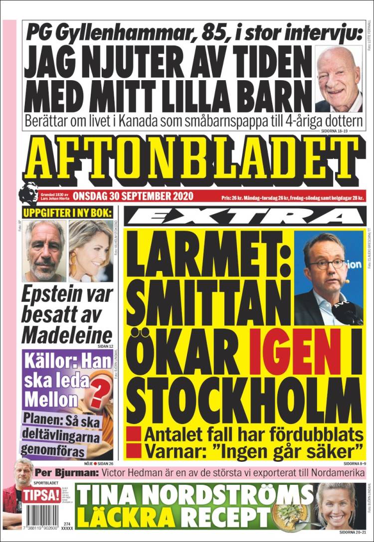 Portada de Aftonbladet (Suecia)
