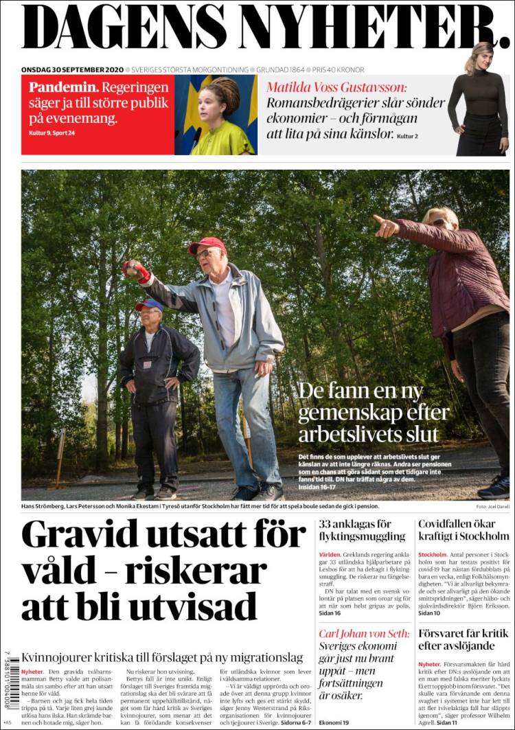 Portada de Dagens Nyheter (Suecia)