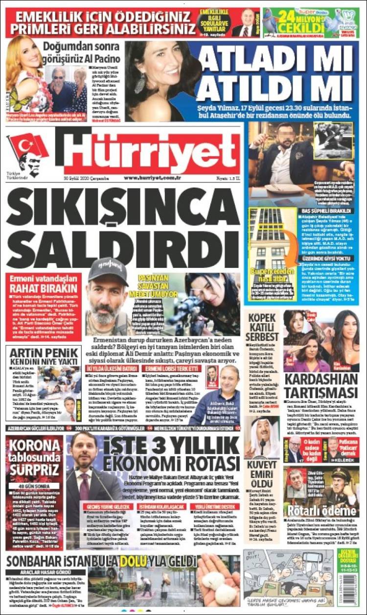 Portada de Hürriyet (Turqu&iacute;a)