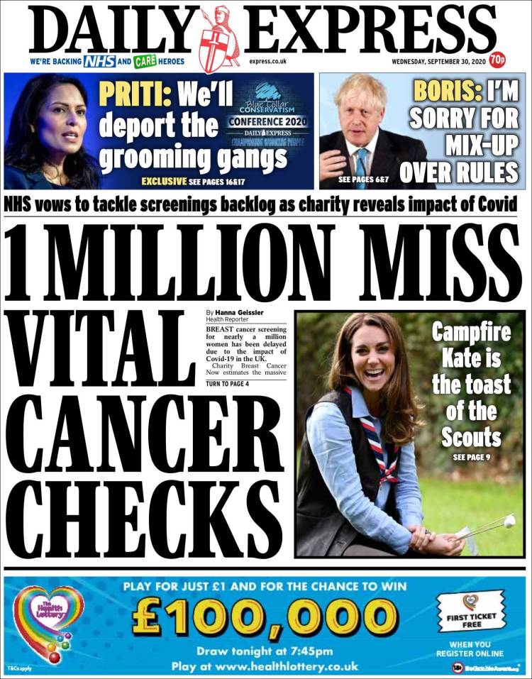 Portada de Daily Express (Reino Unido)