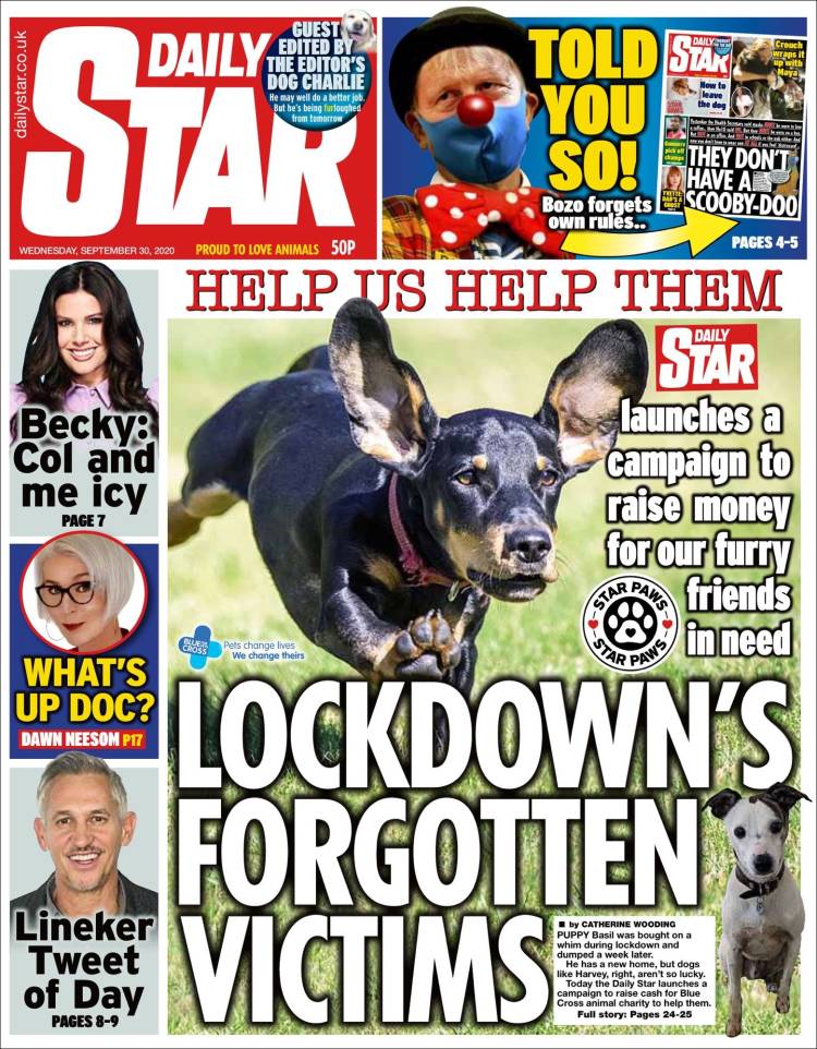 Portada de Daily Star (Reino Unido)
