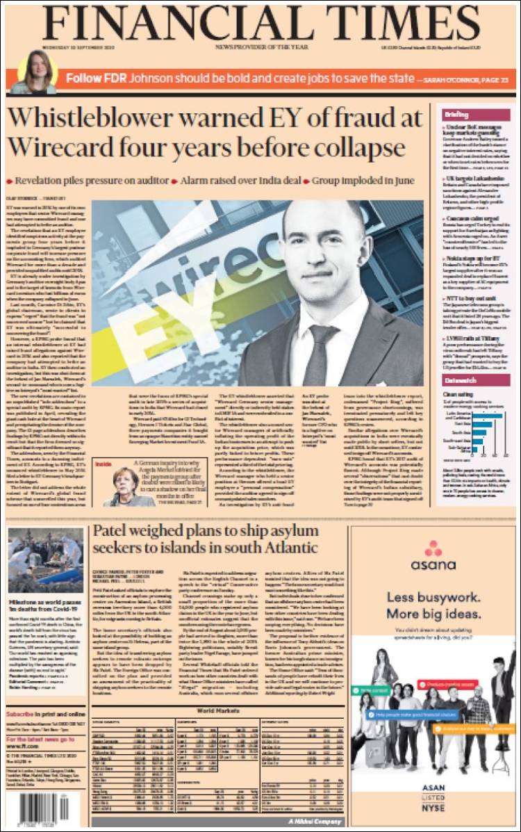 Portada de Financial Times (Reino Unido)