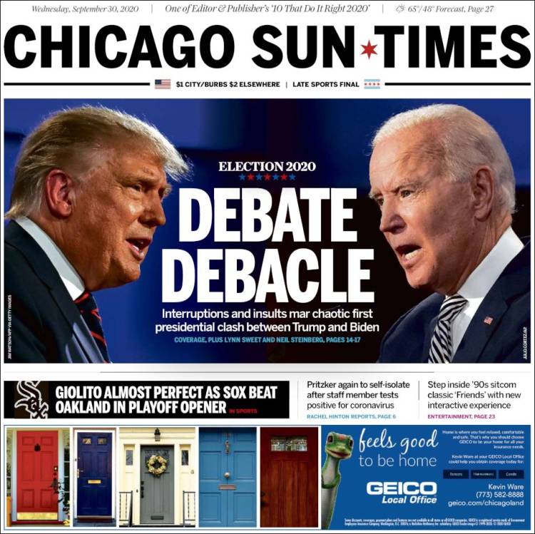 Portada de Chicago Sun-Times (USA)