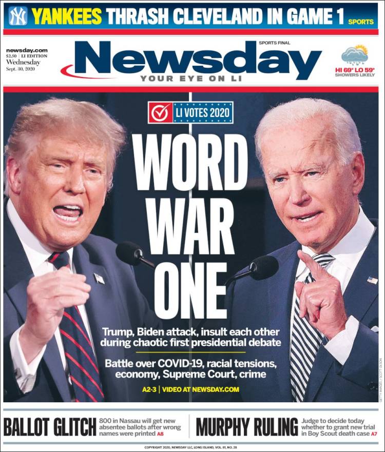 Portada de Newsday (USA)