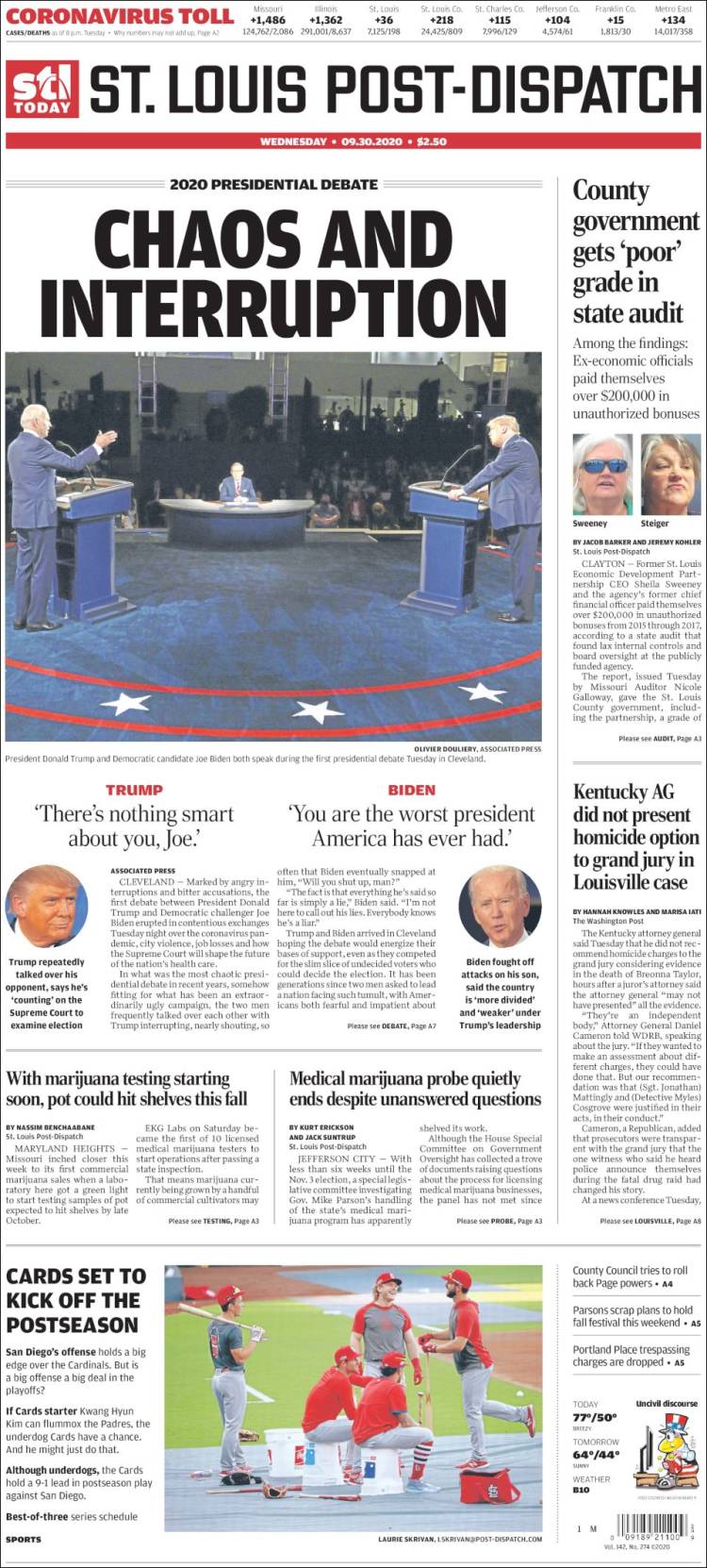 Portada de St. Louis Post-Dispatch (USA)