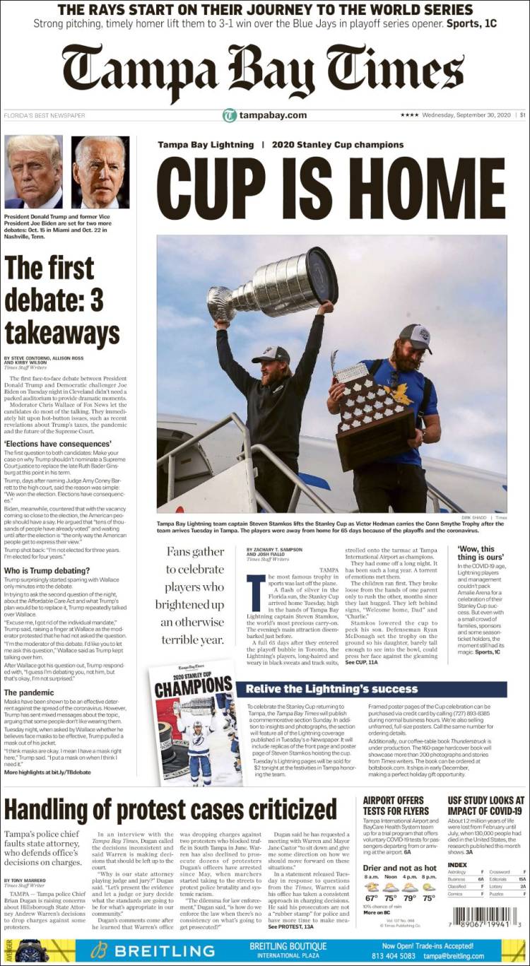 Portada de Tampa Bay Times (USA)