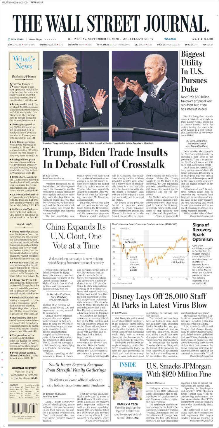 Portada de Wall Street Journal (USA)