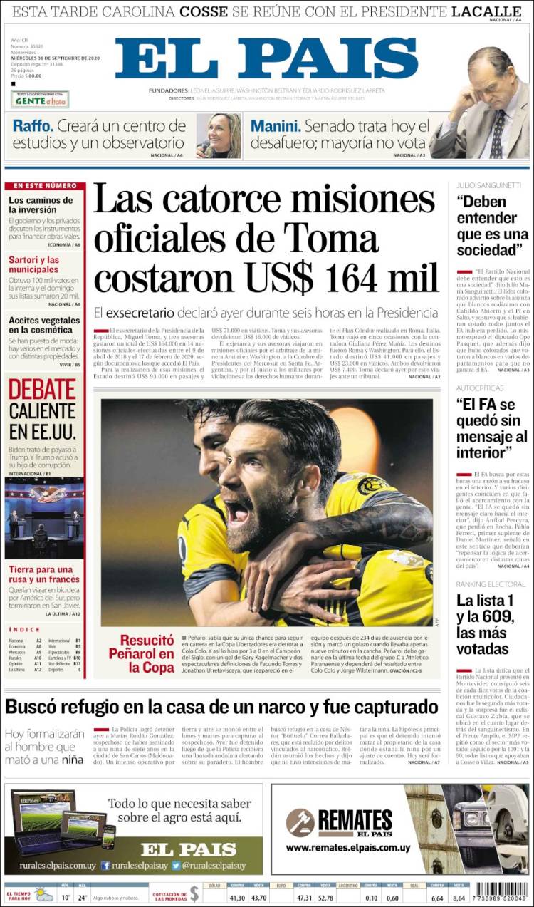 Portada de El País (Uruguay)