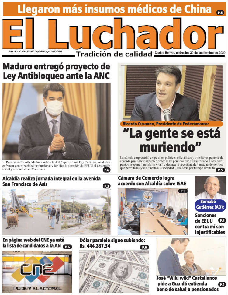 Portada de El Luchador (Venezuela)