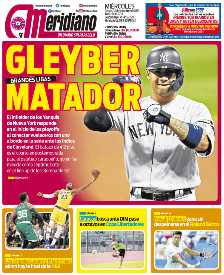 Portada de Meridiano (Venezuela)