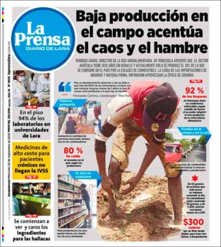 Portada de La Prensa de Lara (Venezuela)