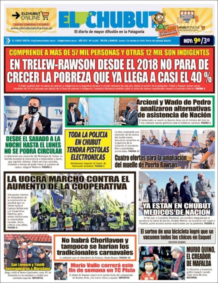 Portada de El Chubut (Argentina)