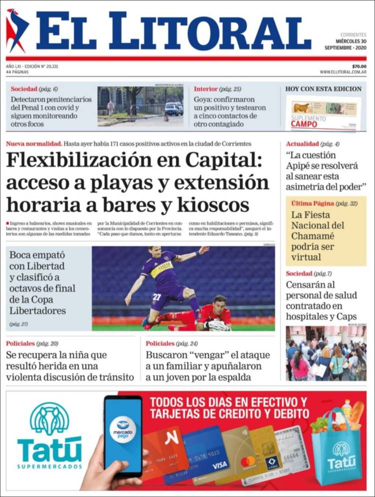Portada de El Litoral Corrientes (Argentina)