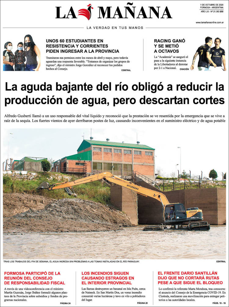 Portada de Diario La Mañana (Argentina)