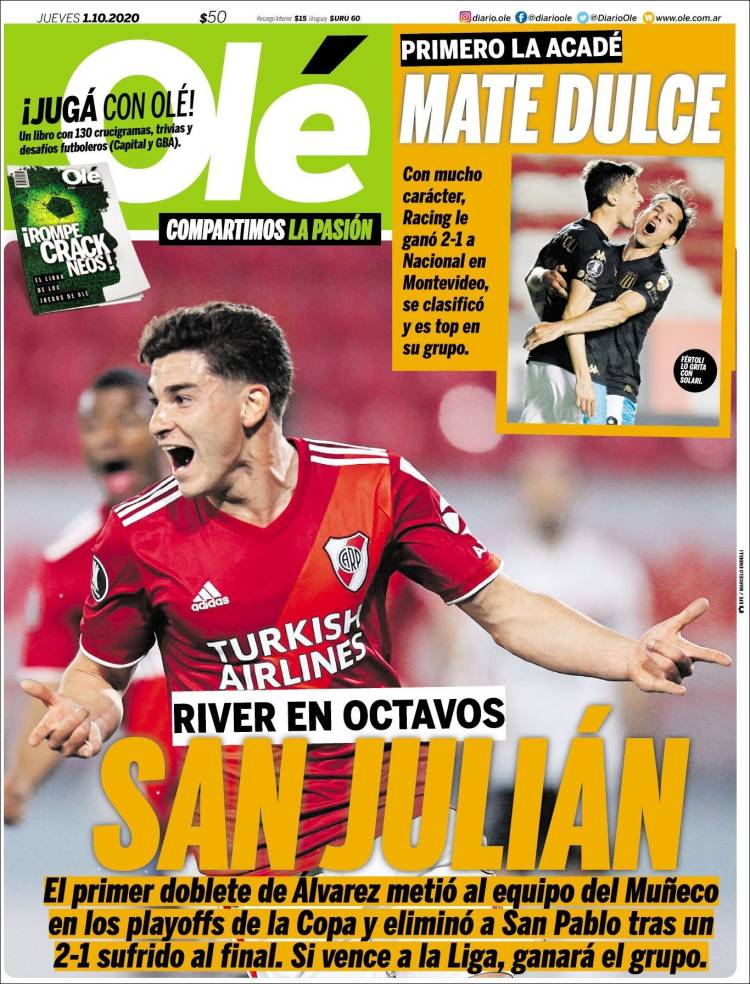Portada de Olé (Argentina)