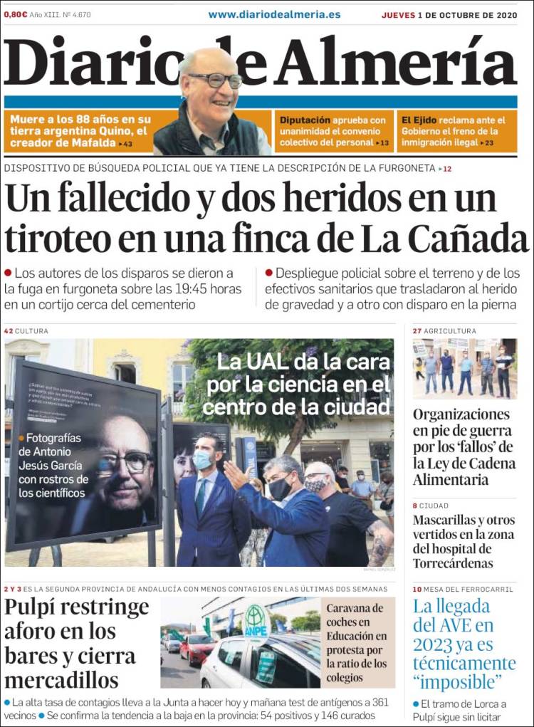 Portada de Diario de Almería (España)