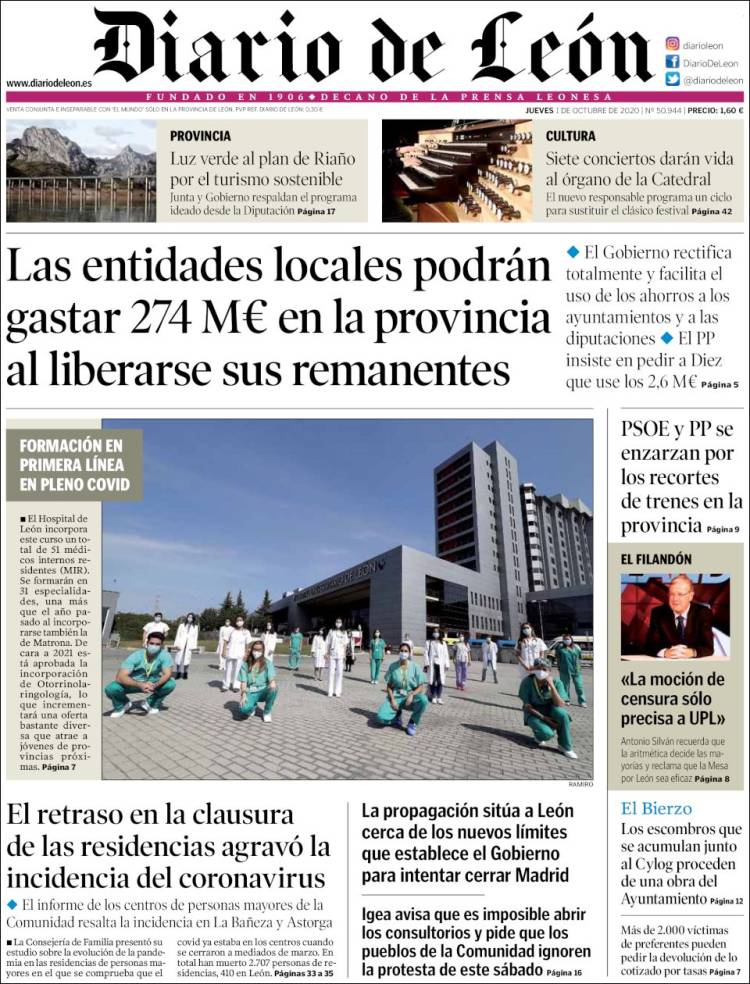 Portada de Diario de León (España)