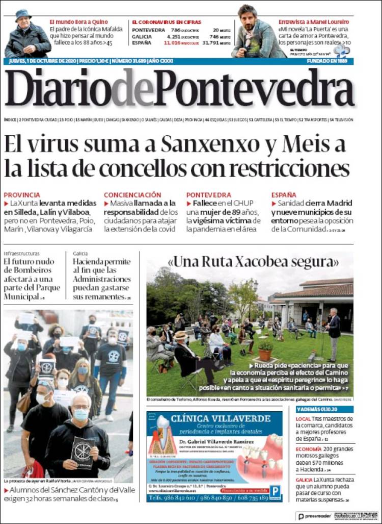 Portada de Diario de Pontevedra (España)