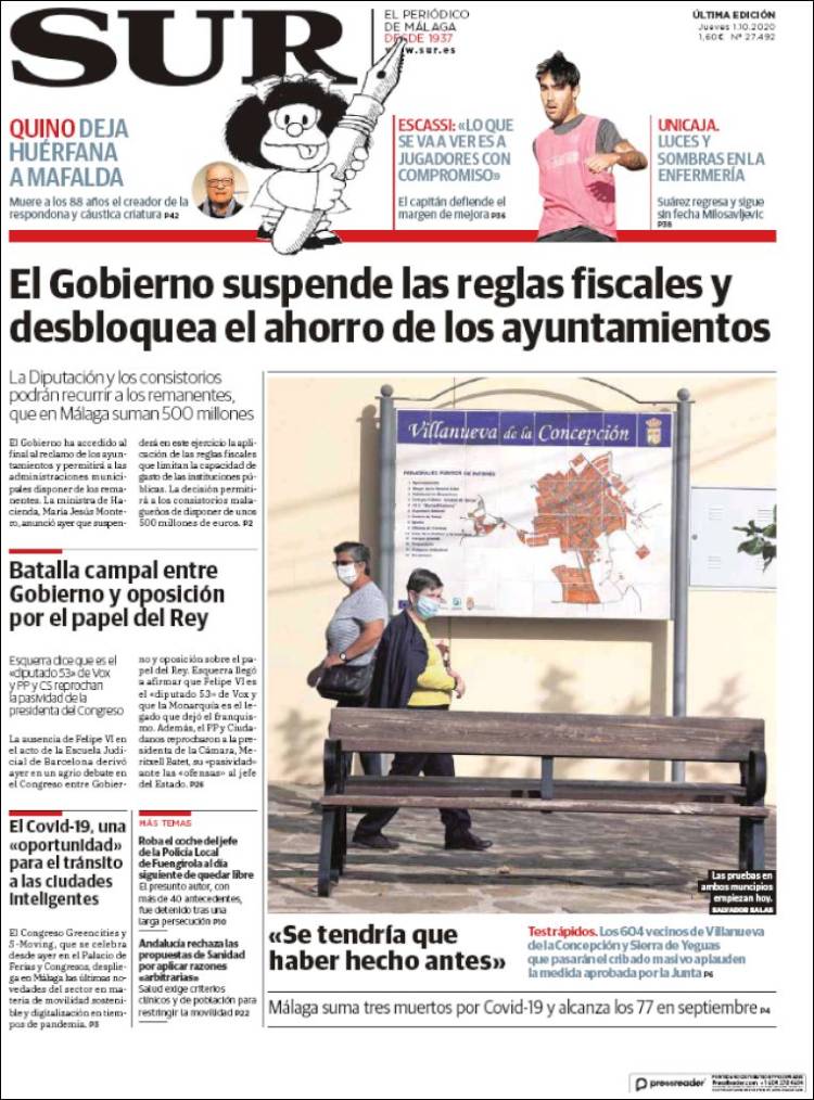 Portada de Diario el Sur (España)