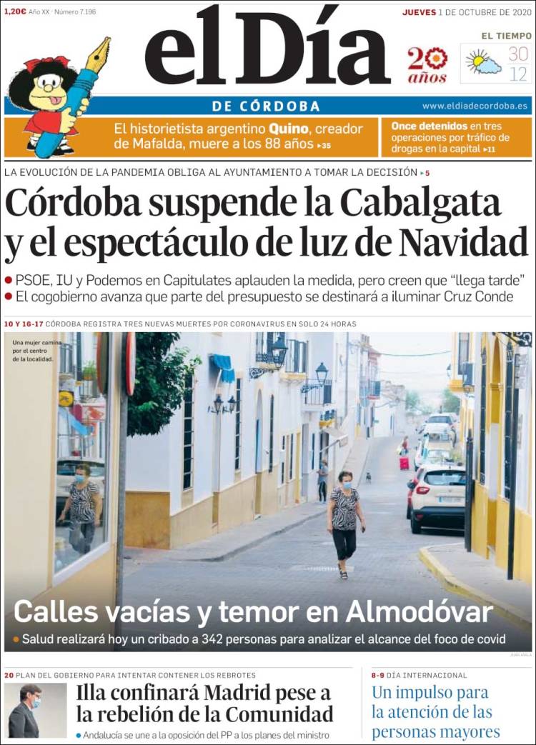 Portada de El Día de Córdoba (España)