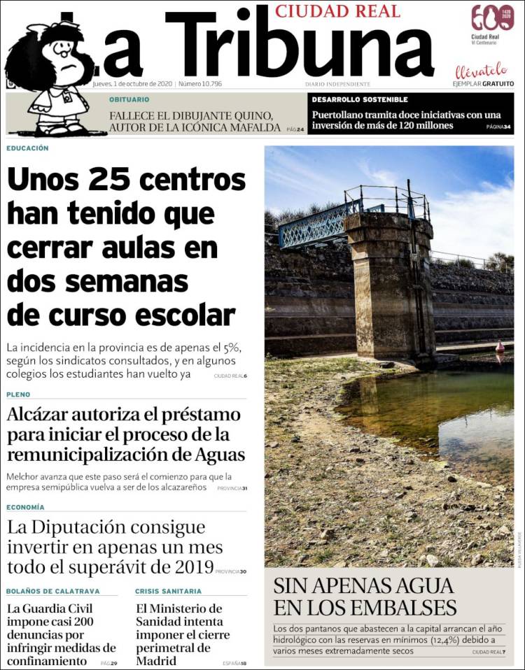 Portada de La Tribuna de Ciudad Real (España)