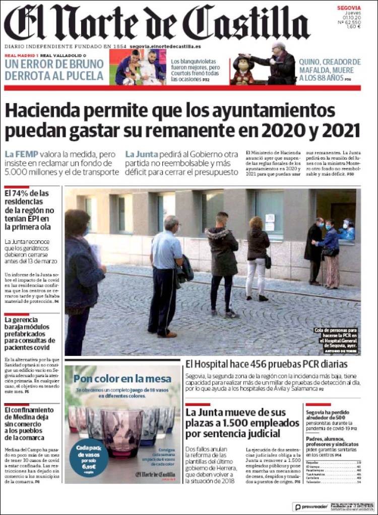 Portada de Norte de Castilla - Segovia (España)