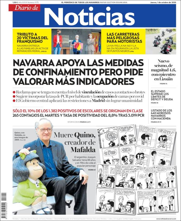 Portada de Noticias de Navarra (España)