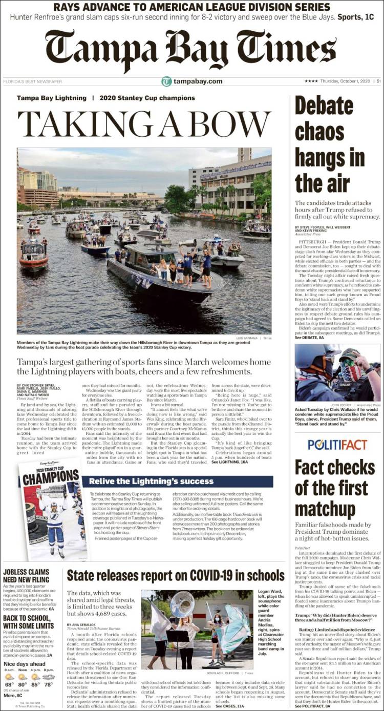 Portada de Tampa Bay Times (USA)