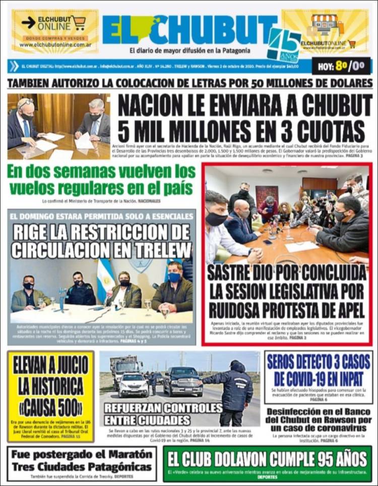 Portada de El Chubut (Argentina)